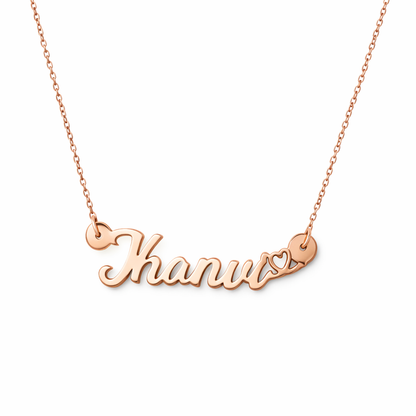 Rose Gold Personalised Name Heart Necklace