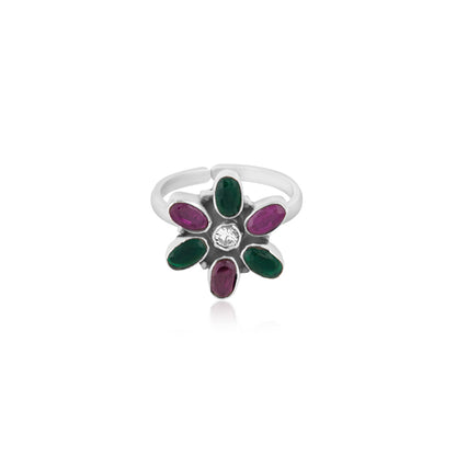 Blossoming Jewels Sterling Silver Toe Rings