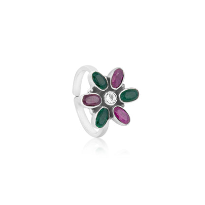 Blossoming Jewels Sterling Silver Toe Rings