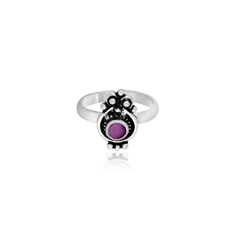 Regal Amethyst Sterling Silver Toe Rings