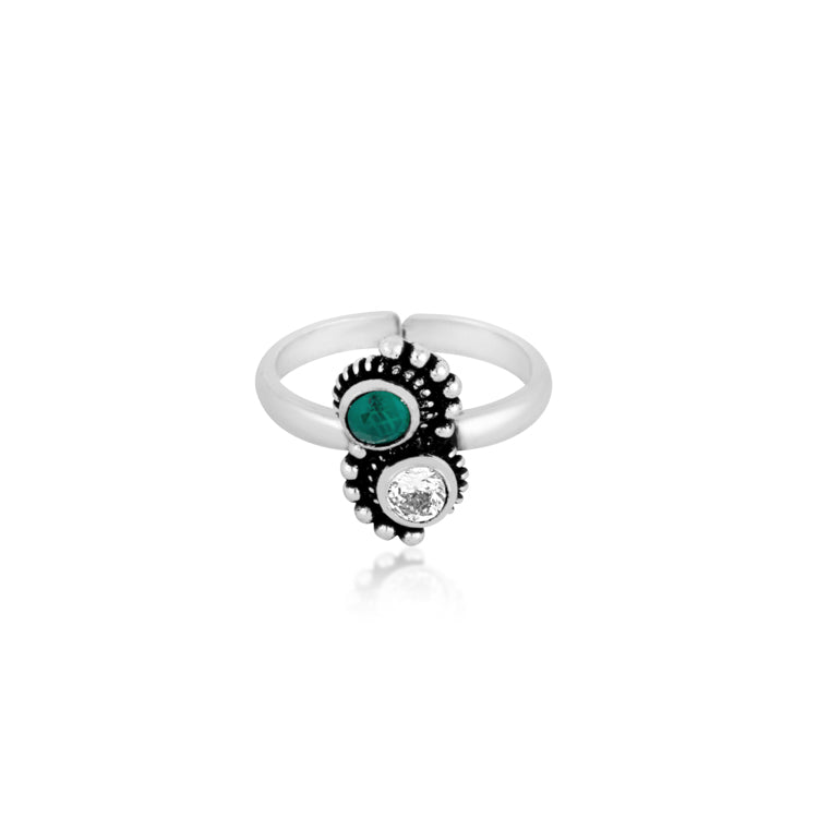 Emerald Essence Sterling Silver Toe Rings