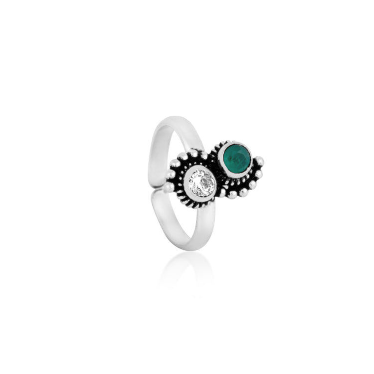 Emerald Essence Sterling Silver Toe Rings